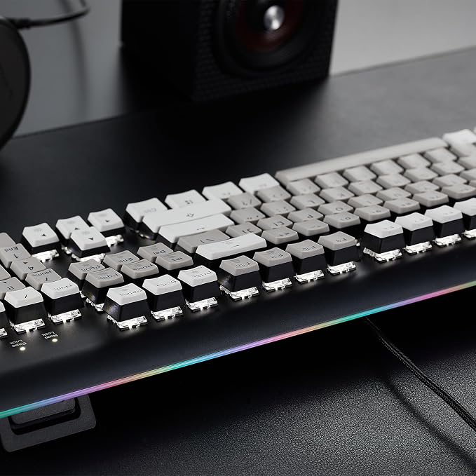 Hexgears GK735 Wired Full Size Mechanical Keyboard, Aluminum Housing Built for Gamers w/Kailh Box Brown Switch, White Backlit + Surrounded by RGB Light Strip, 104 Keys Gaming Keyboard for PC/Mac - Image 3