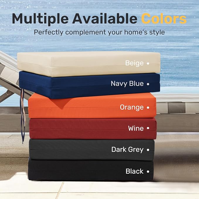 UNIKOME Outdoor Chair Cushions Pack of 4, Water Resistant Patio Cushions with Ties, High Density Sponge Filling Square Corner Seat Cushions for Outdoor Furniture, 18.5"*16"*3", Grey - Image 7