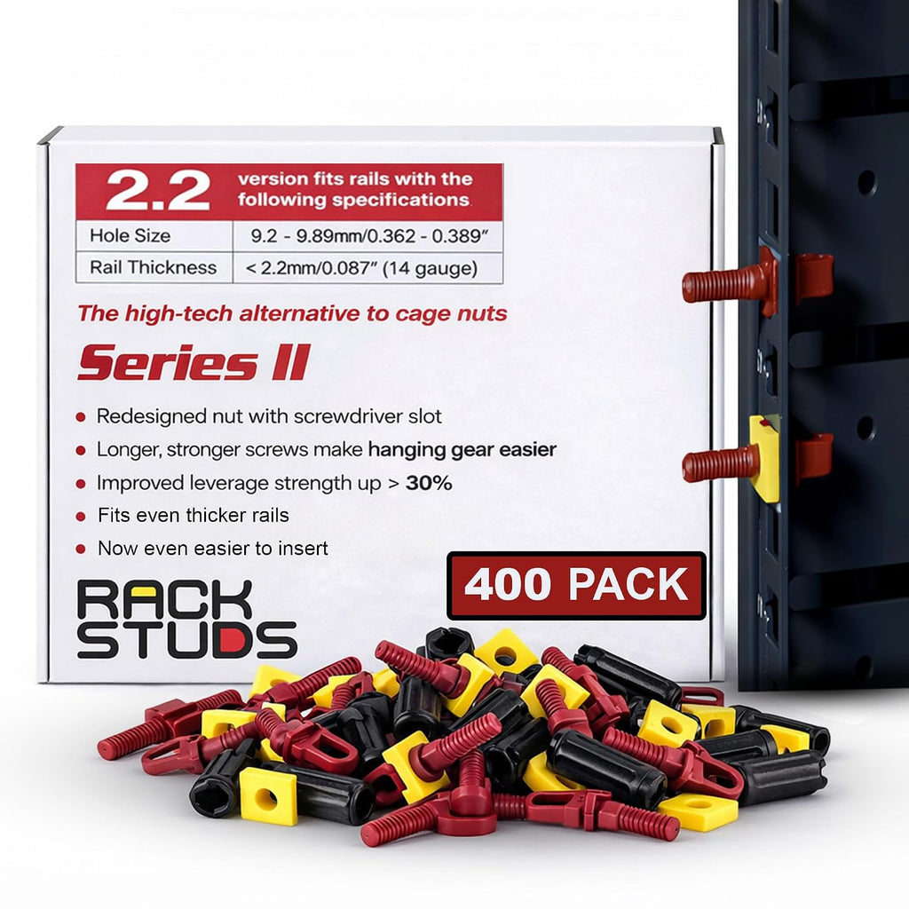 R400 - Server Rack Screws for Server Rack Rails 19" Square Punched Vertical Rails, Perfect Cage Nut Replacement, Rack-Mount Screws - Red 400-Pack 2.22mm/0.086 by Rackstuds