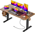 Huuger 55 x 28 Large Electric Standing Desk with 4 AC Outlets, Type-C Port, Height Adjustable Computer Desk, 27.6" Deep Desktop, Stand up Gaming Office Desk, 3 Preset Heights, Rustic Brown, ACD135Z by Huuger
