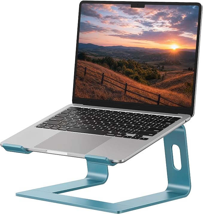 SOUNDANCE Laptop Stand, Aluminum Computer Riser, Ergonomic Laptops Elevator for Desk, Metal Holder Compatible with 10 to 15.6 Inches Notebook Computer, Navy Blue by Soundance