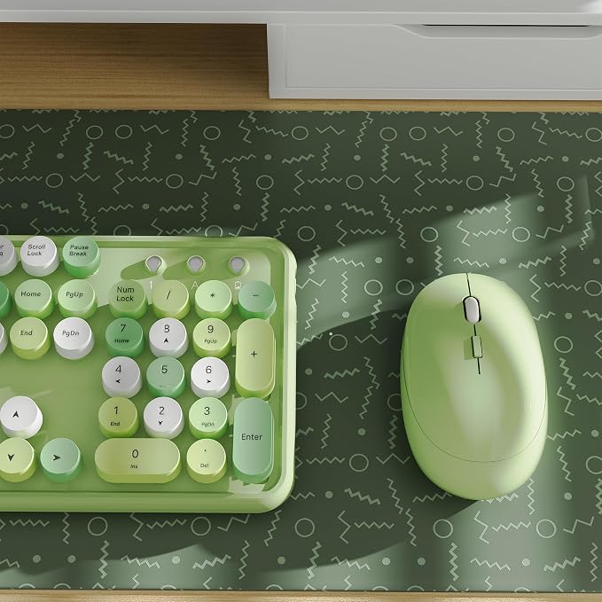 Colorful Wireless Keyboard and Mouse Combo Green Colorful | Full-Sized Office Keyboard with Typewriter Flexible Keys, 2.4GHz Dropout-Free Connection, Optical Mouse for PC Laptop - Image 4