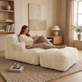 Giant Bean Bag Chair — Plush Faux Fur, Foldable Memory Foam Lounger, Removable Washable Cover for Living Room, Gaming & Lounge (Stripe White) by MaxiBean