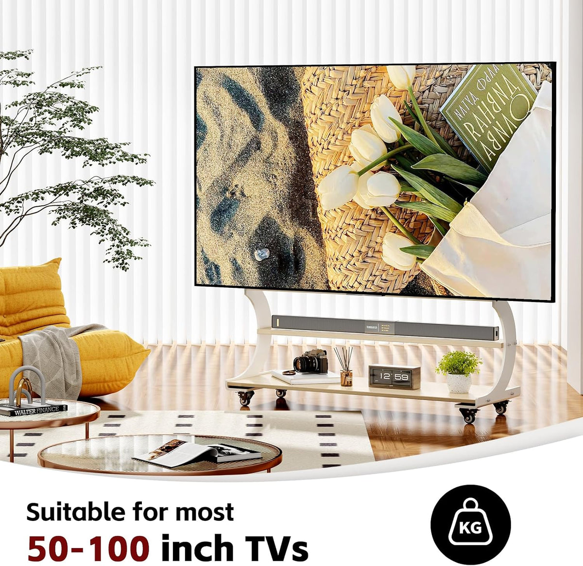 Rolling Easel TV Stand for 50-100 Inch TVs for Living Room, Office - Image 5