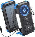 BLAVOR Solar Charger Power Bank Built-in Retractable USB-C Cable, 20000mAh Wireless Magnetic Portable Charger with Camping Light, Flashlight, 20W Fast Charging Battery Pack for Outdoor Camping Hiking by BLAVOR