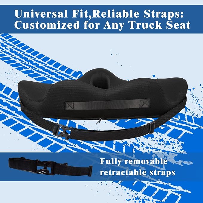 X-Large Truck Seat Cushion for Truck Drivers, Memory Foam Support | Seat Cushion for Long Driving & Sitting, Tailbone Pain Relief, Ergonomic Back Support, Non-Slip Washable Cover for Cars Black - Image 4