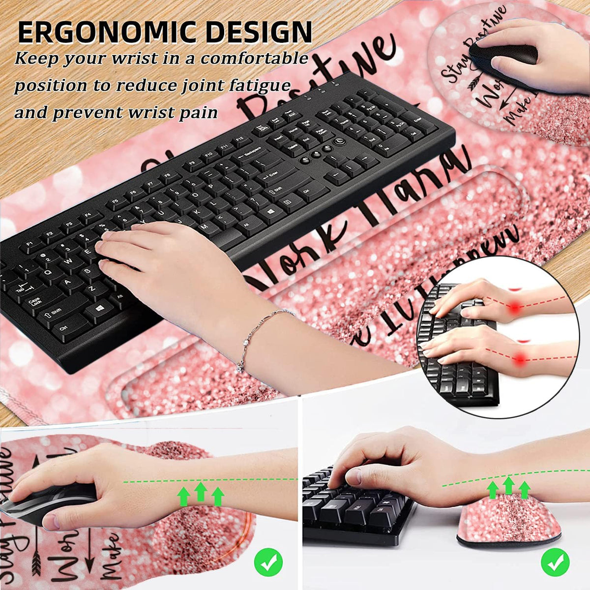 Large Desk Mat, Mouse Pad with Wrist Support, Keyboard Wrist Rest Set - Image 3