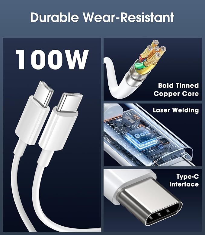 100W GaN USB-C Laptop Charger for MacBook Pro/Air Power Adapter | Compatible with MacBook Pro/Air M1-M5, 13-16 Inch, iPad Pro, Samsung Galaxy and more USB-C devices with foldable plug - Image 4