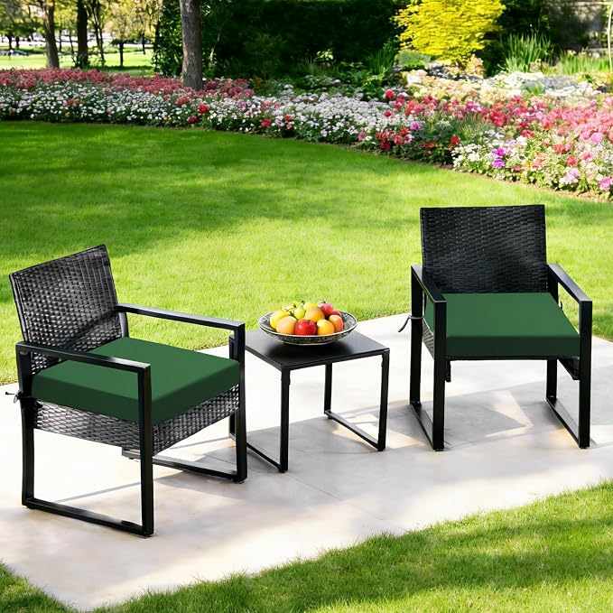 Outdoor Chair Cushions Set of 2, 19x19x3Inch Waterproof & Fade Resistant Patio Furniture Seat Cushions with Ties, Square Outdoor Dining Chair Cushions for Lawn, Garden, Deck&Yard, Forest Green - Image 8
