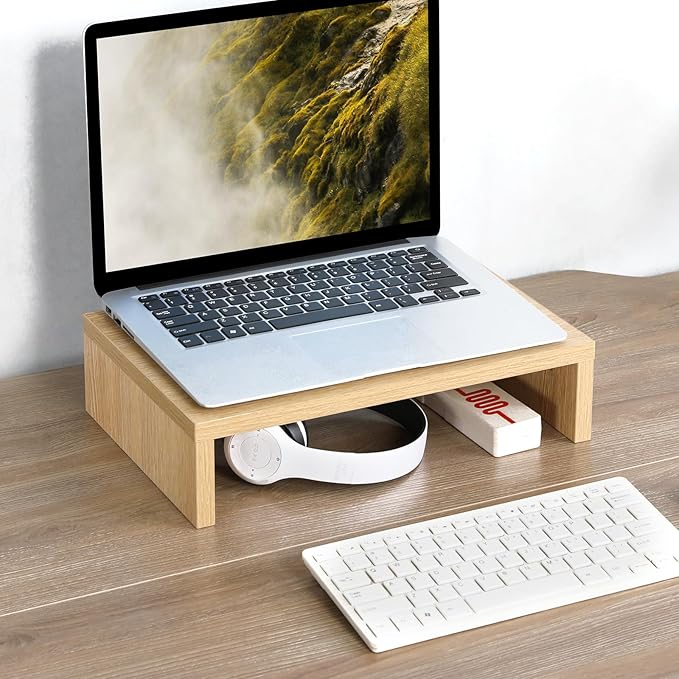 TEAMIX Wood Monitor Stand Riser for Desk - 14.2 inch, Small Laptop Stand | Natural Maple, Holds 80 lbs, Wooden Computer Stand with Storage, Ergonomic Design, Easy Assembly, For Home Office, Gaming - Image 5