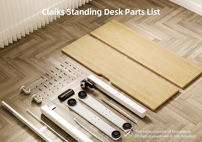 Claiks Electric Height Adjustable Standing Desk, 40x24 Inch, Bamboo | Smooth Height Adjustment, 3 Memory Presets, Cable Management Hub&Hook, Stable Steel Frame, 176lbs Capacity, Easy Assembly - Image 8