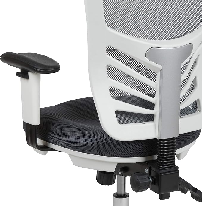 Flash Furniture Mid-Back Dark Gray Mesh Multifunction Executive Swivel Ergonomic Office Chair with Adjustable Arms and White Frame - Image 10