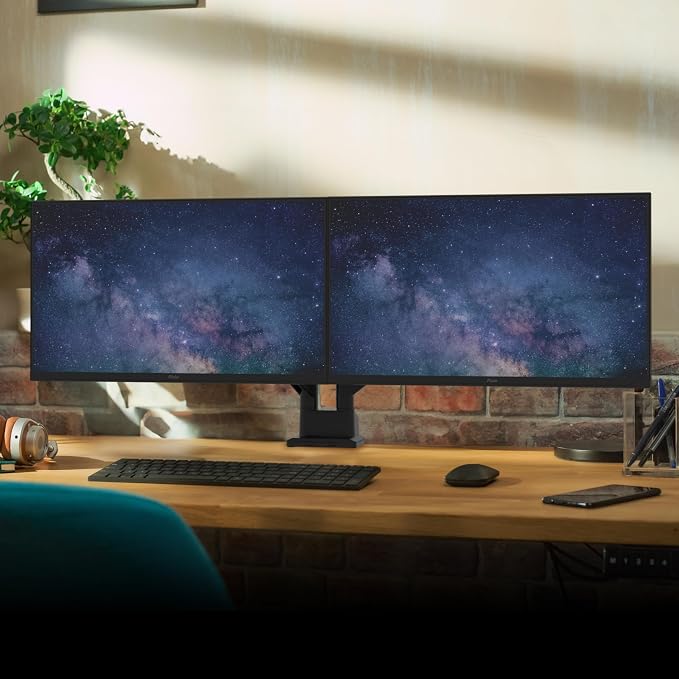 Pixio PS1D Wave Black Dual Monitor Arm Stand Desk Mount - Fits up to 32 inches Monitors and up to 19.8lbs. VESA Compatibility and Integrated Cable Management - Image 7