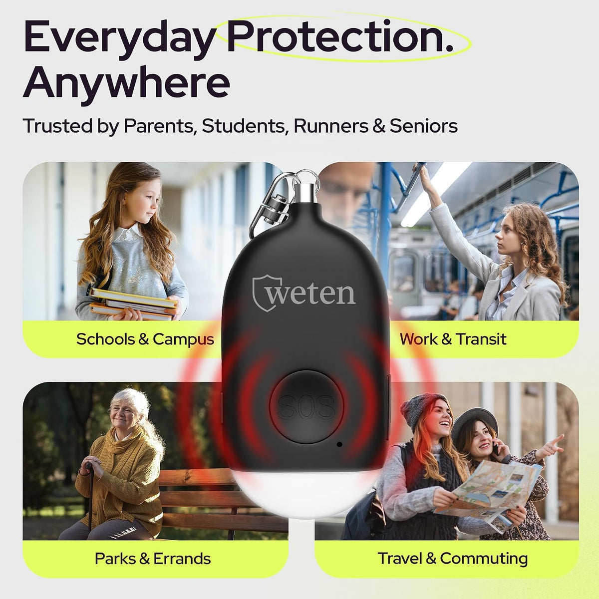 Personal Alarm Keychain for Women Self Defense, 130dB Loud Siren, 2 Pack - Image 6