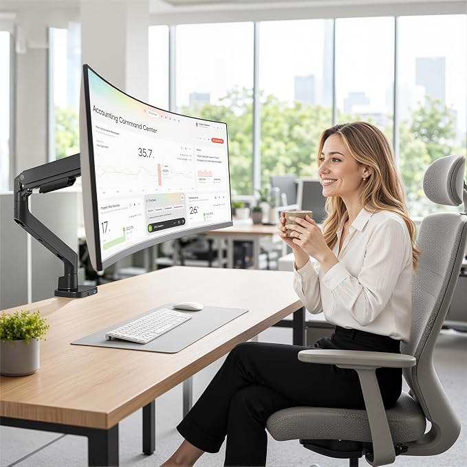 Heavy Duty Single Monitor Arm for 17-49 Inch,Holds 44 lbs with USB, Black | Ultrawide Monitor Mount, Adjustable Gaming Desk Mount for 75/100 Vesa Mount - Image 8