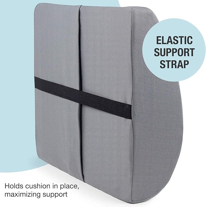 DMI Lumbar Support Pillow for Chair to Assist with Back Support with Removable Washable Cover and Firm Insert to Ease Lower Back Pain While Improving Posture, 14 x 13 x 5, Contoured Foam, Elite, Gray - Image 4