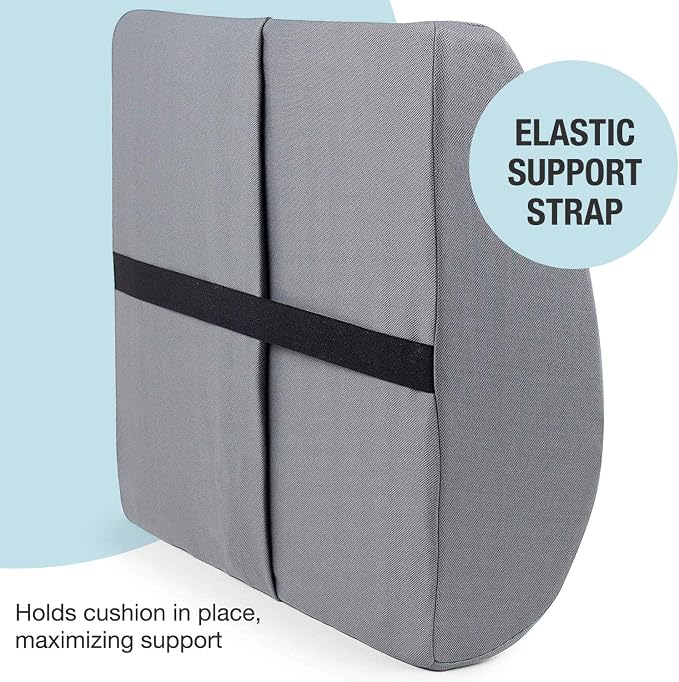 DMI Lumbar Support Pillow for Chair to Assist with Back Support with Removable Washable Cover to Ease Lower Back Pain and Discomfort while Improving Posture, 14 x 13 x 5, Contoured Foam, Premium,Gray - Image 5