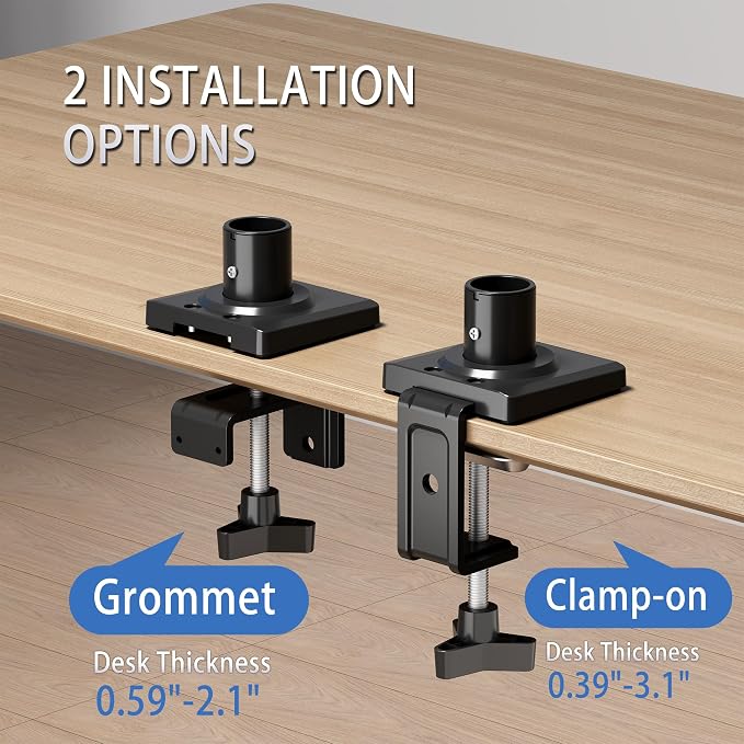 Monitor Arm Desk Mount, Mechanical Spring, 17-32 Inch, VESA 75/100 | Mechanical spring monitor arm supports 4.4-19.8 lbs and VESA 75x75/100x100; C-clamp and grommet bases fit more desk setups. - Image 6