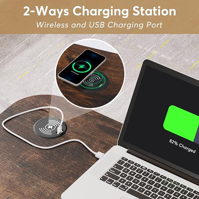 Tribesigns Portable Desk with Power Outlets, Height Adjustable Side Table Sofa Couch Bedside Laptop Computer Cart with USB Charging Ports, Mobile Small Standing Desk with Keyboard Tray - Image 5