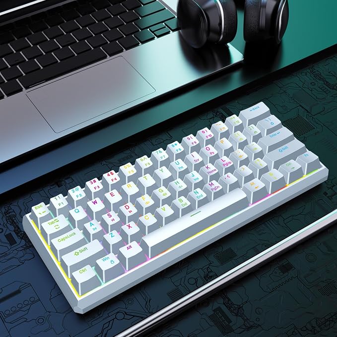 Snpurdiri 60% Wired Mechanical Gaming Keyboard (White, Red Switches) | RGB Backlit 61 keys Small Gaming Keyboard for Windows Laptop PC Mac - Image 7