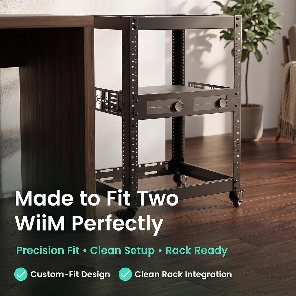 ynVISION.DESIGN 2U Rack Shelf for WiiM Amp, Amp Pro, Vibelink Amp, 2 Pack - Image 3