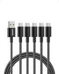 Anker USB A to USB C Cable, USB to USB C Cable (5-Pack, 6 ft, Black) | For iPhone 17 Series, Samsung Galaxy S10 / S10+, LG V30, Beats Fit Pro, and More by Unknown