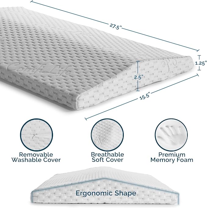 ComfiLife Lumbar Support Pillow for Sleeping Memory Foam Pillow for Back Pain Relief - Side, Back and Stomach Sleepers- Triangle Wedge Pillow - Bed Rest Pillow - Medium-Soft (White, Standard) - Image 5