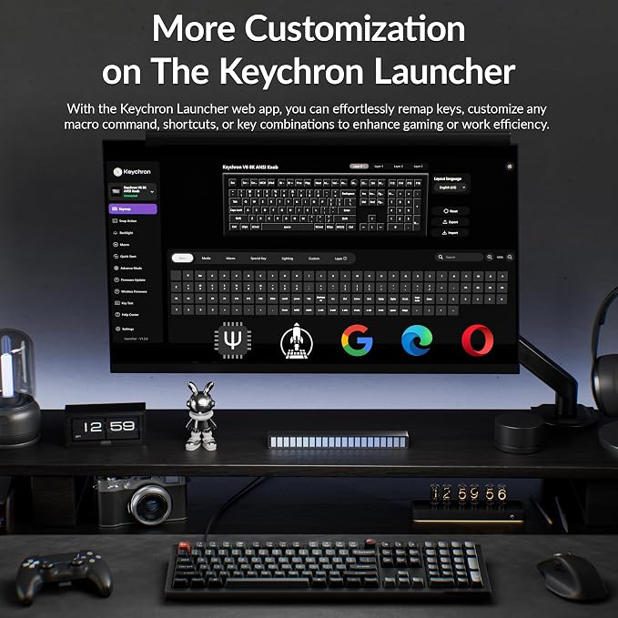 Keychron V6 8K Full Size Wired Mechanical Keyboard with Programmable Knob, 8000 Hz Polling Rate, OSA PBT Keycaps, Hot-swappable Super Red Switchs, RGB Backlit for Mac Windows Linux - Image 6