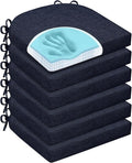Chair Cushions for Dining Chairs, Non Slip Chair Pads with Ties and Washable Covers, Memory Foam Kitchen Chair Cushions Set of 6, 16"X16"X2.5", Navy by HOMELYSIAN