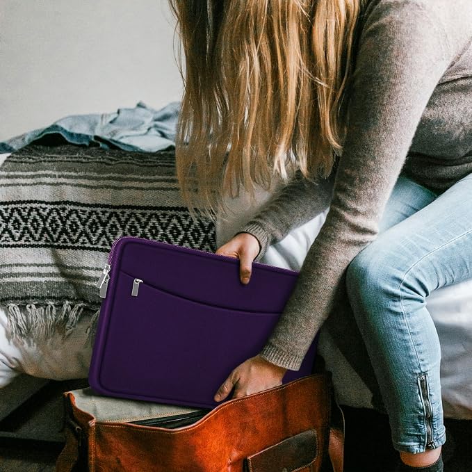 Laptop Sleeve Case 15.6 inch, Shockproof Protective Laptop Cover Carrying Computer Bag with Accessory Pocket Portable Computer Sleeve Compatible with HP, Dell, Lenovo, Asus, Dark Purple - Image 6