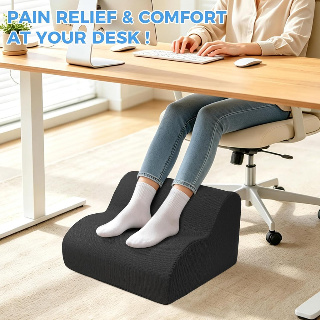 26D Foot Rest for Under Desk at Work, Ergonomic Memory Foam, Black - Image 2