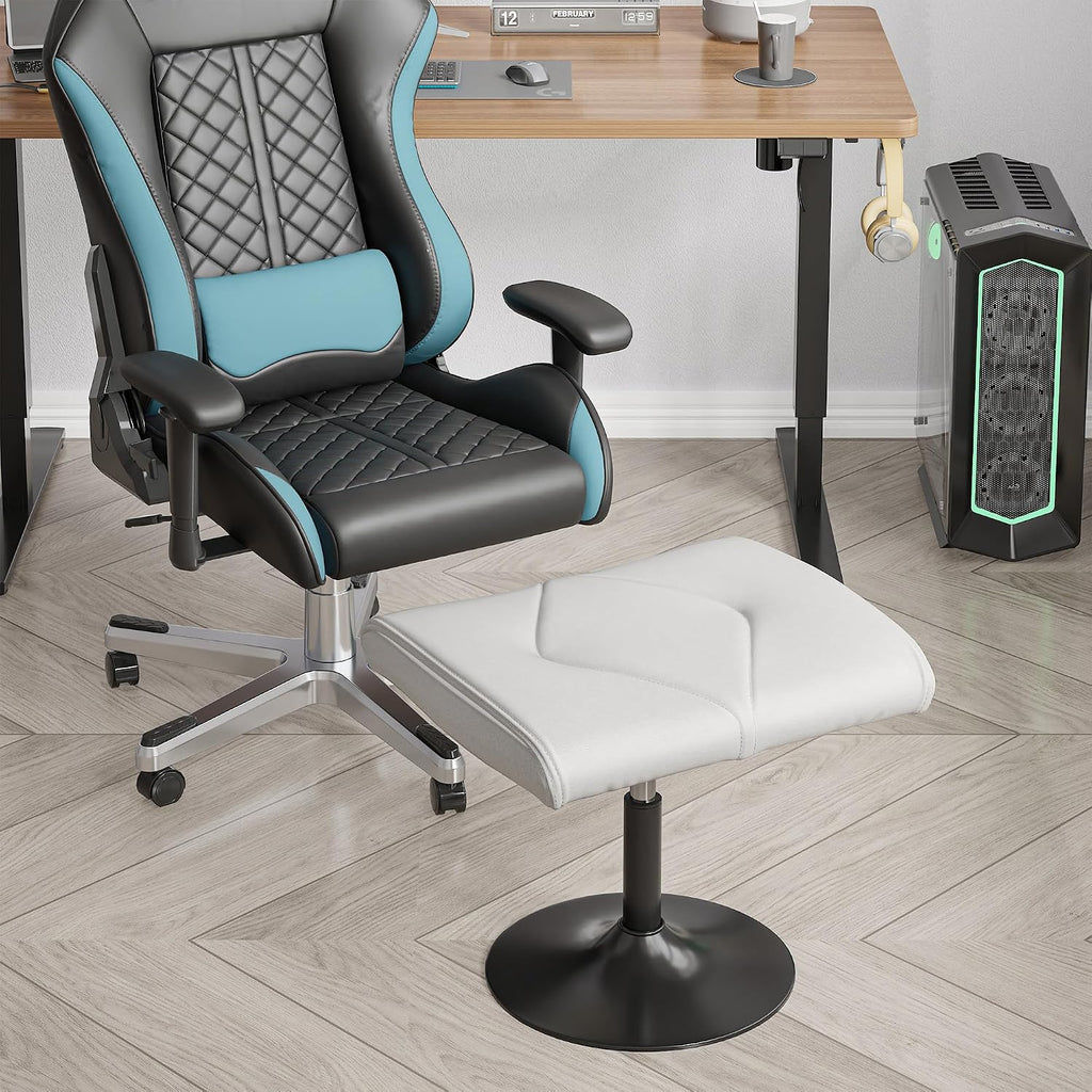 VECELO Office Foot Rest Under Desk Ottoman, Height Adjustable, White - Image 5