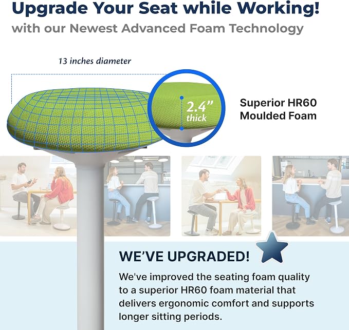 Standing Desk Stool Chair, Height Adjustable Stool 21-31 inch for Office and Classroom, Swivel seat, Anti-Slip Bottom Ergonomic Wobble Stool with Rocking Motion, Green - Image 8