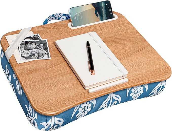 LAPGEAR Designer Lap Desk – Floral Block Print, Fits 15.6” Laptops by LapGear