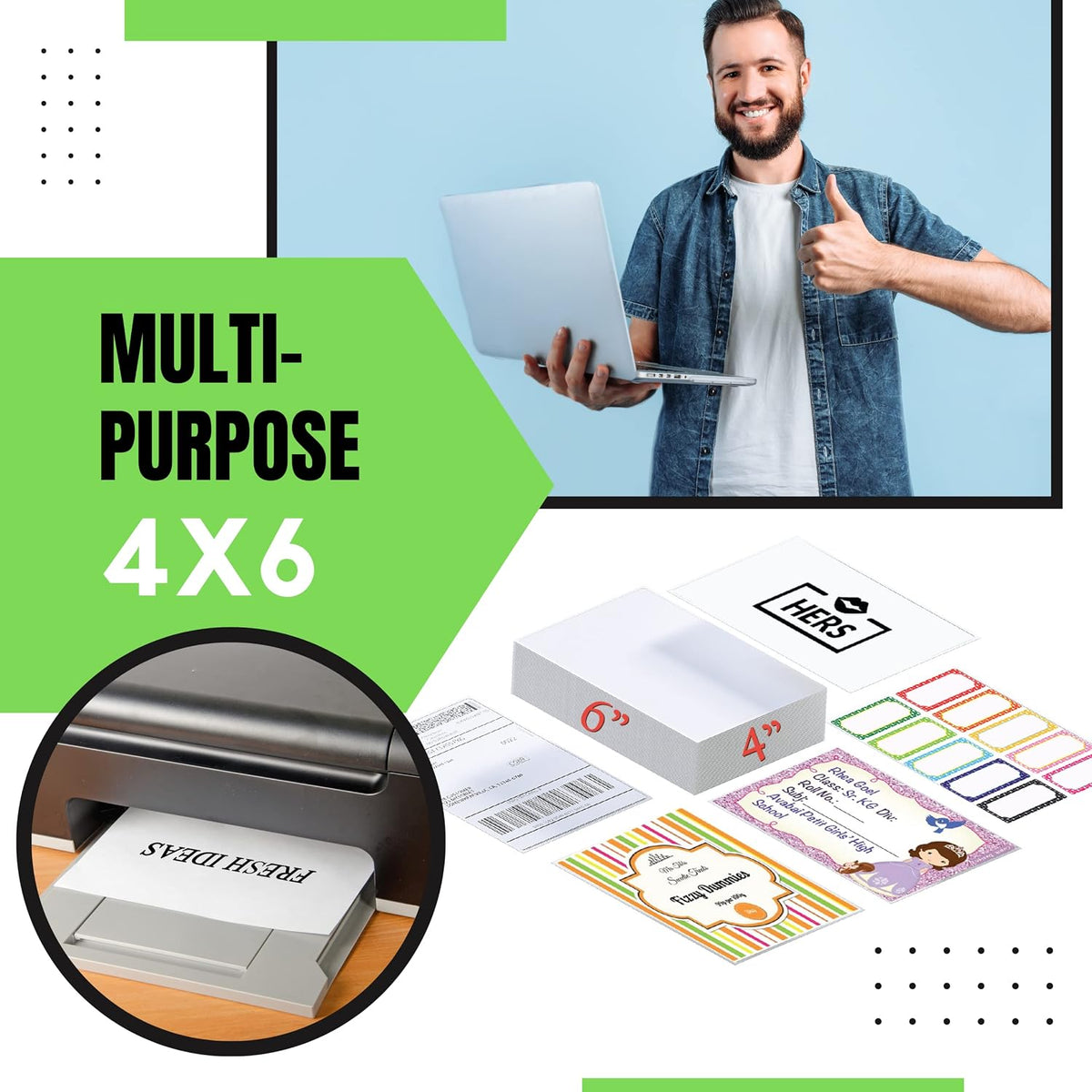 JETZAP Pre-Cut 4x6 Shipping Labels | Work on Most Inkjet and Laser Printers | Just Load & Print | USPS UPS FedEx for Home Printers | 120 Pack - Image 3