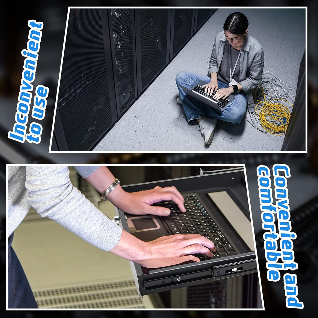 1U Rack Mount Sliding Keyboard Tray Cantilever Network Equipment Racks 19 Inch Cabinet Drawer Sliding Shelf for Server Data Music Studio Accessories - Image 4