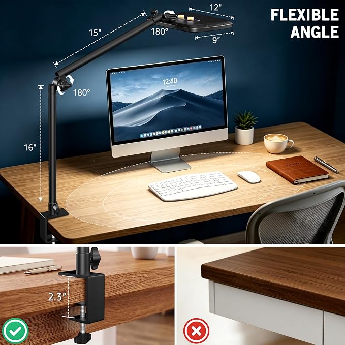 NiceVeedi 14" Soft Streaming Light, Dimmable Desk Ring Light with Clamp, 2700K-6500K/CRI97+/Flexible Arm/Modular Design/Remote, Key Light for Podcast/Home Office/YouTube/TikTok/Makeup/Video Calls - Image 7