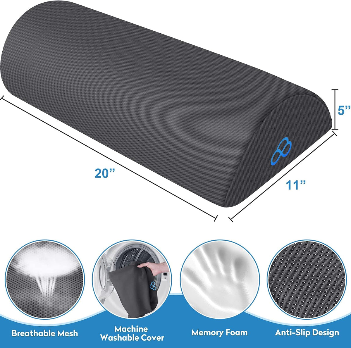 Foot Rest Ergonomic Pillow for Under Desk at Work, Grey/X-Large - Image 2