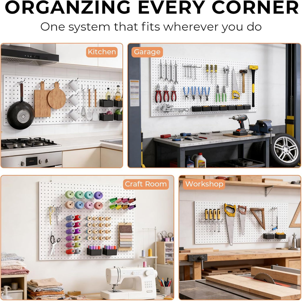 INCLY 278PCS Pegboard Accessories Organizer Kit with Peg Borad Hooks & Bins - Image 7