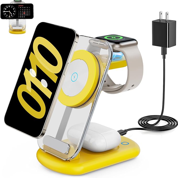 RYND 2026 Traveling Wireless Mag-Safe Fast Charging Station,Magnetic 3 in 1 Charger with Light for iPhone 16 15 14 13 12 Pro Max Plus,Apple Watch Series & Air pods 4 3 2 Pro-Gifts for Wife & Husband by RYND