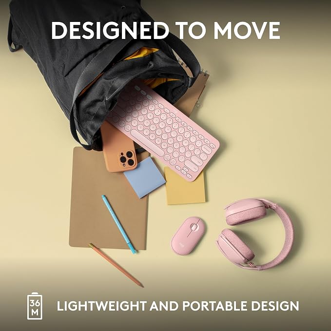 Logitech Pebble Keys 2 K380s Keyboard, Bluetooth, Wireless - Tonal Rose | Multi-device, customizable shortcuts, slim and portable, Easy-Switch for Windows, macOS, iPadOS, Android, Chrome OS - Image 8