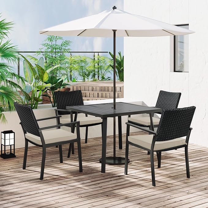 Outdoor Chair Cushions Set of 4, 19 x 19 x 3 Inch Seat Pads | Waterproof Patio Chair Cushions with Tie, Fade Resistant Cushions for Outdoor Furniture Garden Lawn, Cream - Image 9