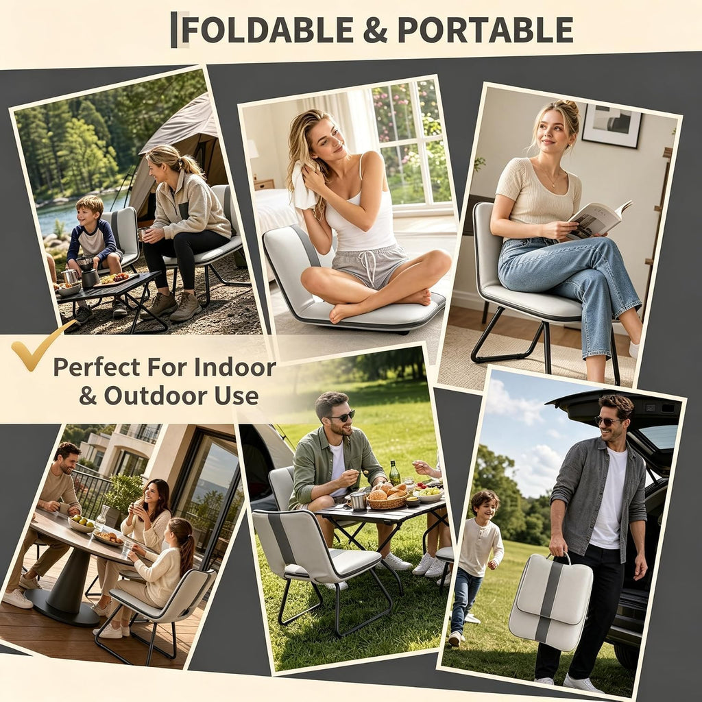 IDEALHOUSE Folding Floor Chair with Back Support and Carry Handle - Image 7