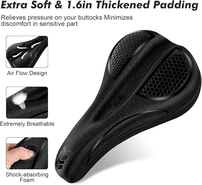Bike Seat Cushion Gel Padded Bike Seat Cover Extra Soft Comfy for Men Women Comfort,with Peloton Stationary, Exercise, Mountain Bikes, Road & Electric - Image 7