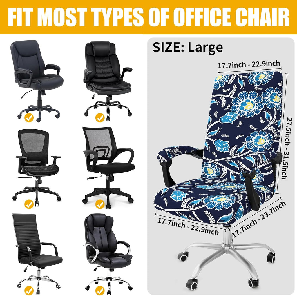 Smiry Office Computer Chair Cover with Armrest Covers, Midnight Blue - Image 4
