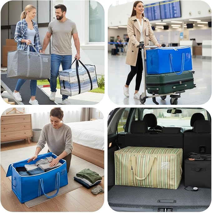 BALEINE 2-Pack Oversized Moving Bags with Reinforced Handles, Heavy-Duty Storage Tote for Clothes, Moving Supplies (Royal Blue, 2-Pack) - Image 3