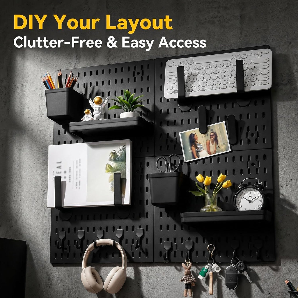 4 Pack Black Pegboard Panels Kit Wall Organizer and 22 Accessories - Image 2