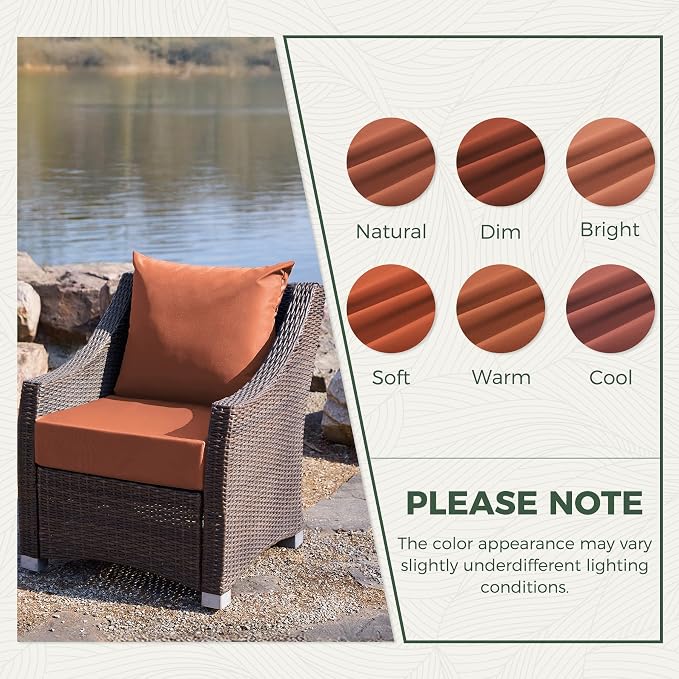 Outdoor Cushions for Patio Furniture, Outdoor Seat Cushion Set 24 x 24 x 5.75 Inch, Waterproof & Fade Resistant Outdoor Chair Cushions, Deep Patio Chair Cushion with Removable Cover, Spice - Image 7