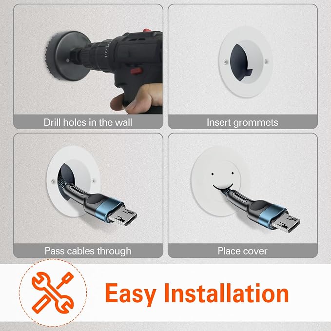 in Wall Cable Management Kit for TV – 2 Pass Throughs, Hole Saw Tool | In-wall TV cable management kit with 2 pass throughs and hole saw, hides HDMI and power cable for clean wall mounted TV setup - Image 8