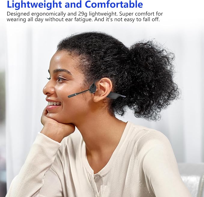 Open-Ear Headphones with Noise-Canceling Mic, Bone Conduction Headphones | AI ENC Noise Cancellation, One-Click Mute, Magnetic Charging, Bluetooth 6.0, Dual Device Connection, for Drivers Learners - Image 9